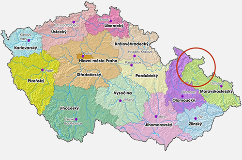 Umístění povodí horní Opavy v ČR