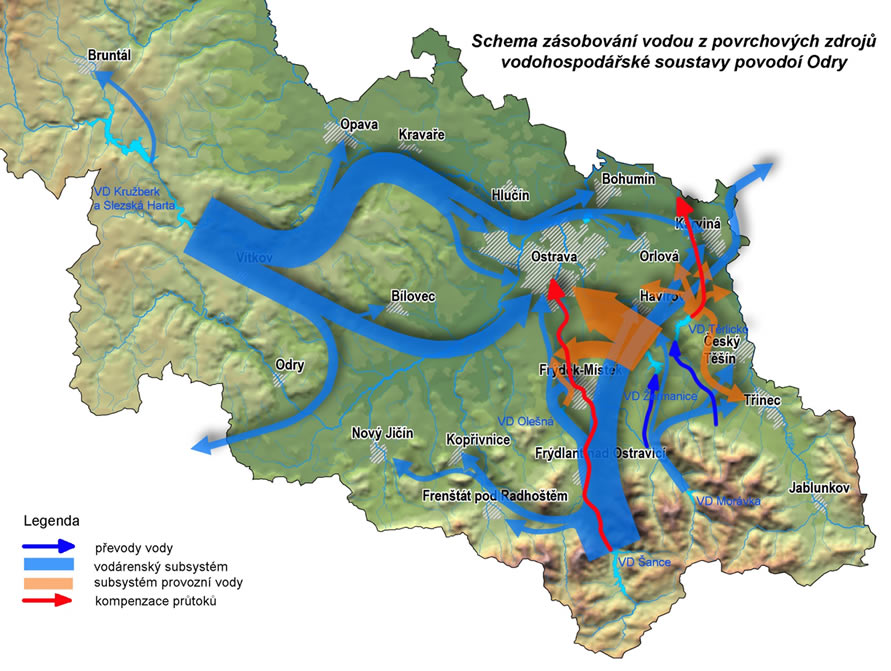 Schéma zásobování vodou z povrchových zdrojů vodohospodářské povodí Odry